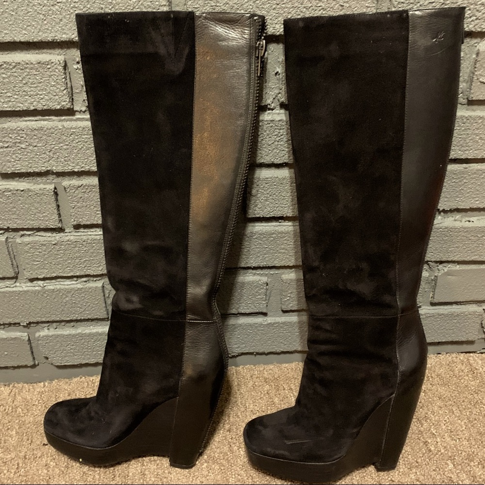 Kenneth Cole Tall black Suede/leather boots 7